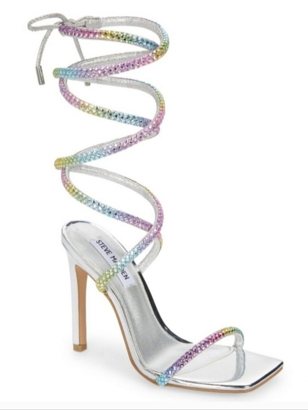 STEVE MADDEN women's Uplift Sandal in rainbow rhinestones size 6-